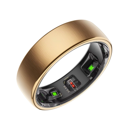 LUNORA 9 Smart Ring in Roségold, freigestellt, mit den grünen und roten Sensorfenstern auf der Ringinnenseite